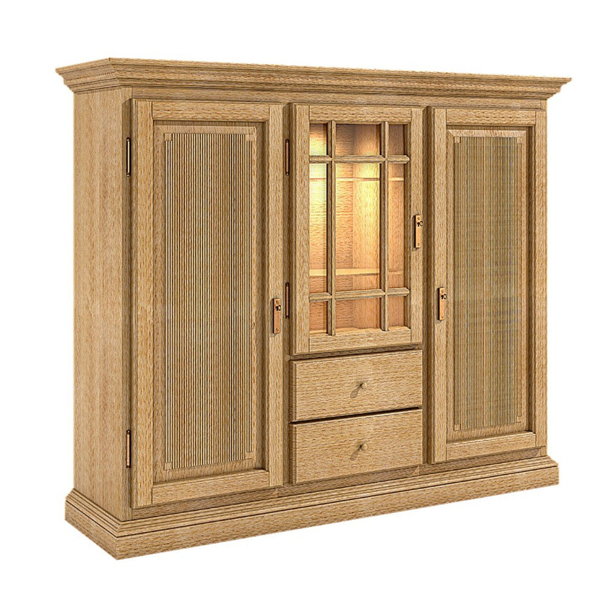 Highboard Hochanrichte Duett B 162 H 136 cm 3 Türen 2 Schubladen Pinie massiv Pinie karamell