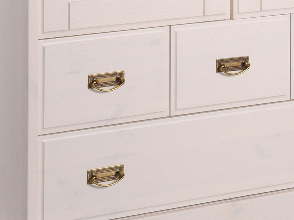 Wäscheschrank Kleiderschrank 2 Türen 4 Schubladen Napoli Pinie Nordica massiv weiss gewachst