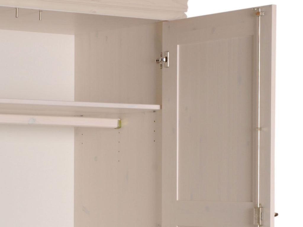 Wäscheschrank Kleiderschrank 2 Türen 4 Schubladen Napoli Pinie Nordica massiv weiss gewachst