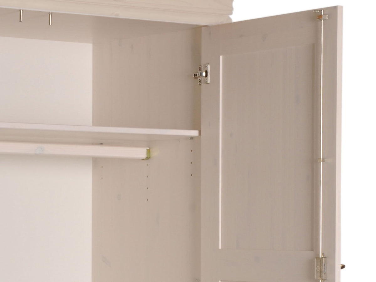 Wäscheschrank Kleiderschrank 2 Türen 4 Schubladen Napoli Pinie Nordica massiv weiss gewachst