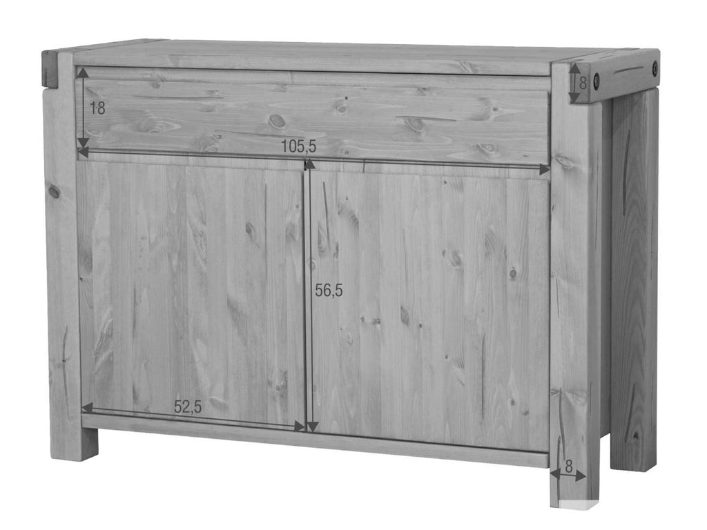 Kommode Sideboard 122 x 88 x 44 cm Anrichte Casaletta Pinie Nordica massiv natur