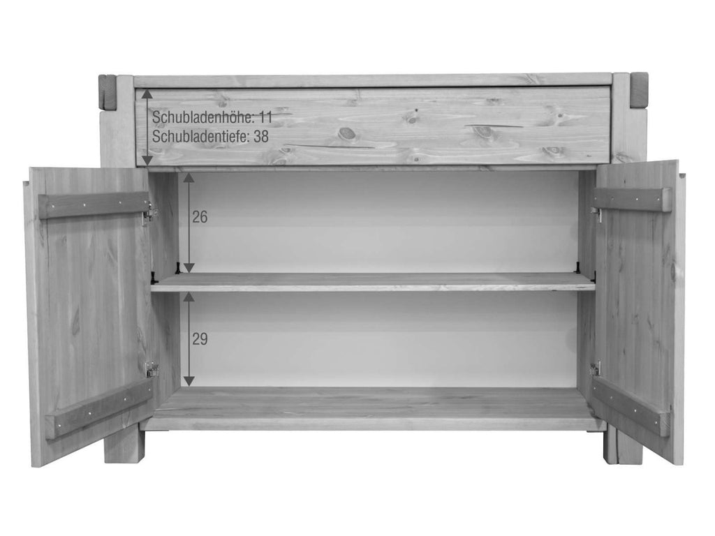 Kommode Sideboard 122 x 88 x 44 cm Anrichte Casaletta Pinie Nordica massiv natur