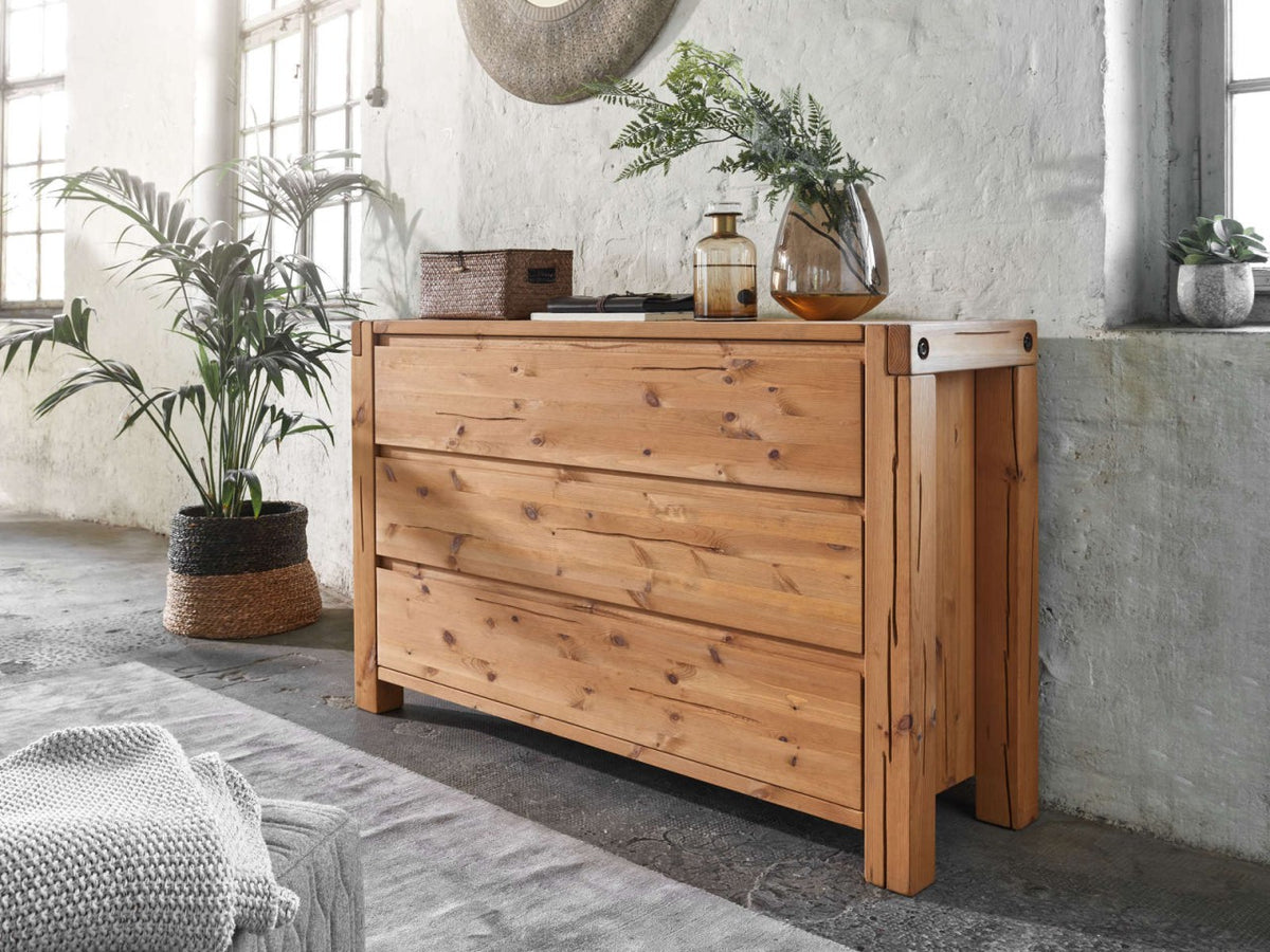 Kommode Sideboard 138 x 88 x 44 cm Schubladen Anrichte Casaletta Pinie Nordica massiv natur