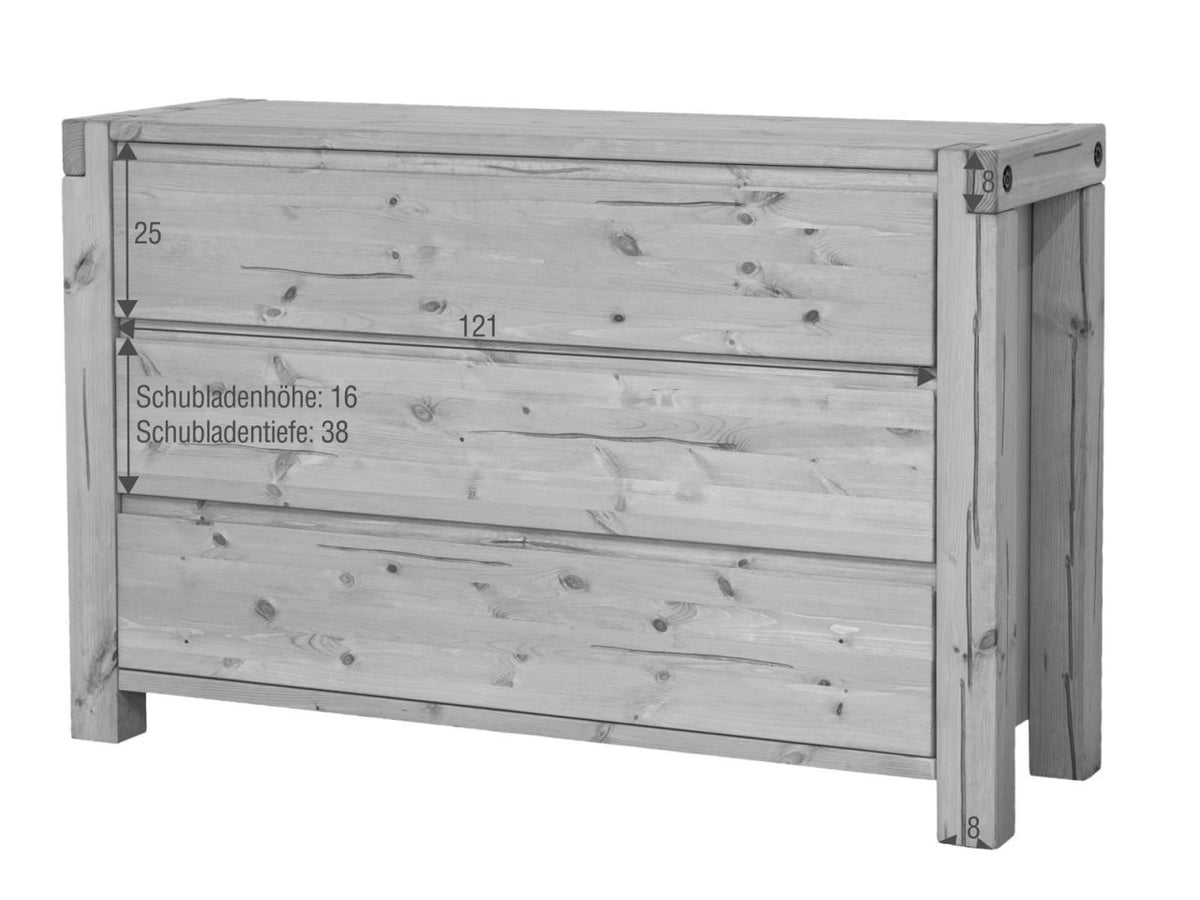 Kommode Sideboard 138 x 88 x 44 cm Schubladen Anrichte Casaletta Pinie Nordica massiv natur