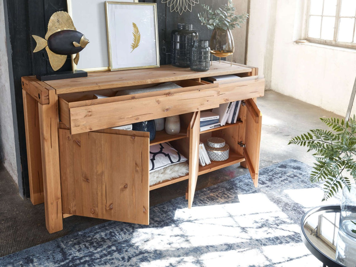 Sideboard 175 x 88 x 44 cm Anrichte Kommode Casaletta Pinie Nordica massiv natur