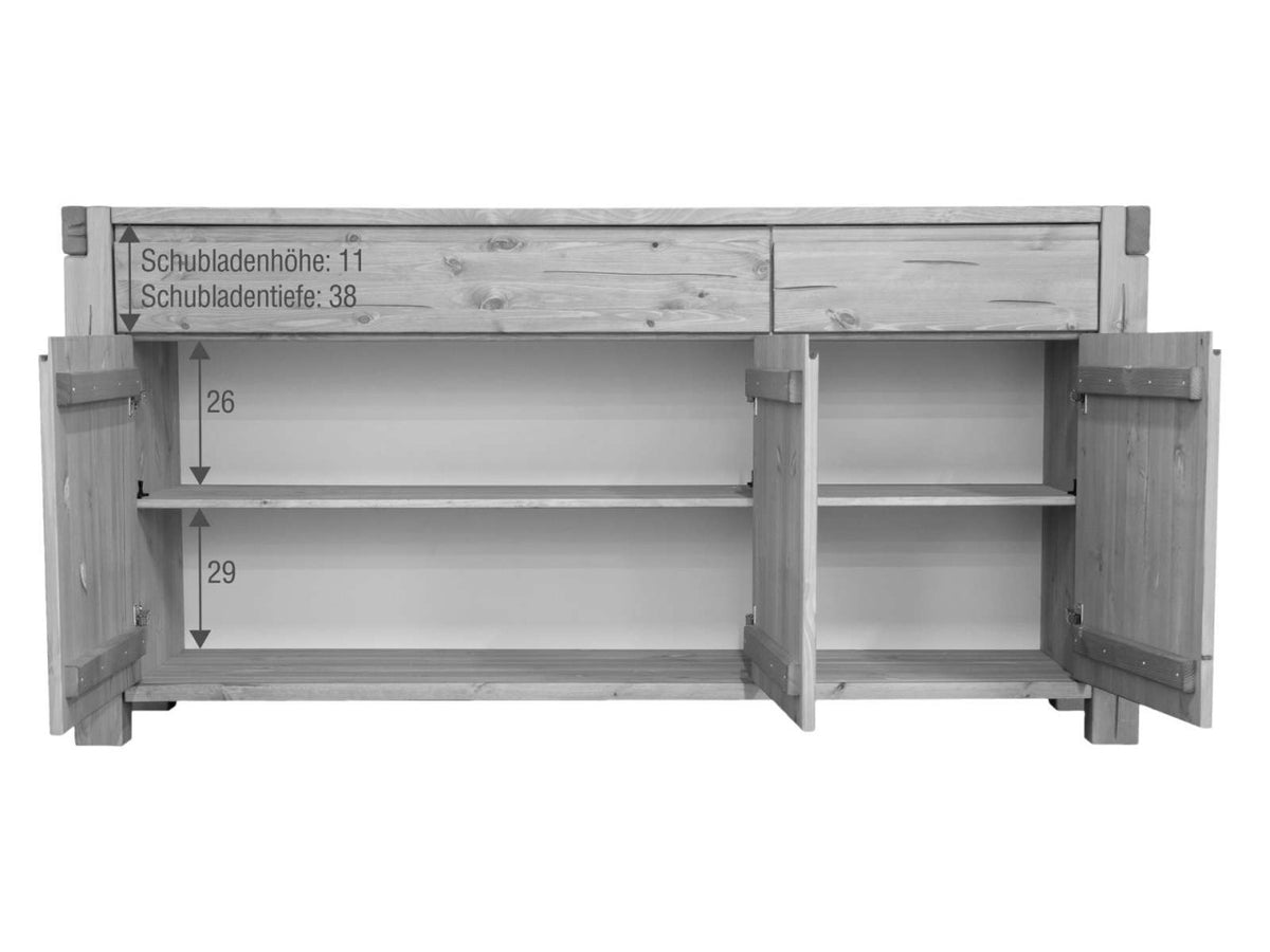 Sideboard 175 x 88 x 44 cm Anrichte Kommode Casaletta Pinie Nordica massiv natur