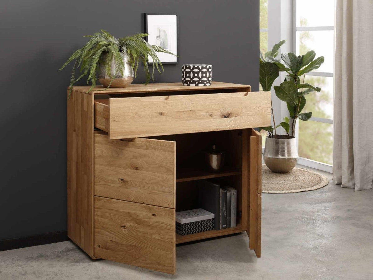 Sideboard Kommode 100x91x40cm Anrichte Fano Massivholz Wildeiche natur
