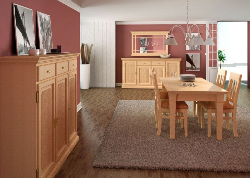 Sideboard Set Duett mit Wand-Spiegel 212 x 213 cm Pinie massiv Pinie karamell