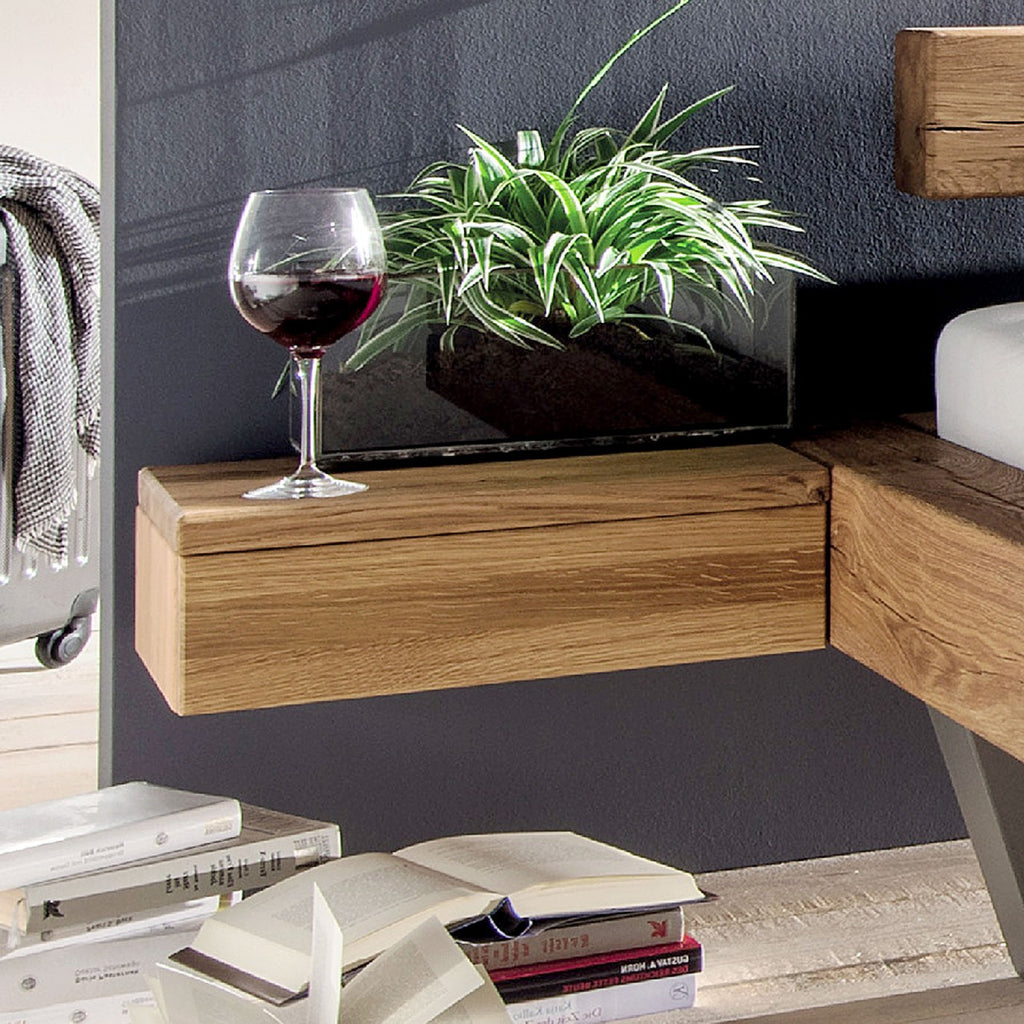 Nachttisch Nachtschrank hängend Massivholz Nachtkonsole Arco B 45 H 15 T 33 cm Balkeneiche massiv links
