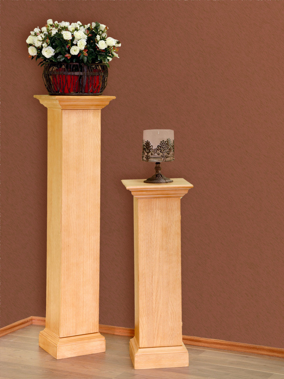 Säulenschrank Blumensäule Duett Höhe 132 cm 1 Tür Pinie massiv Pinie karamell