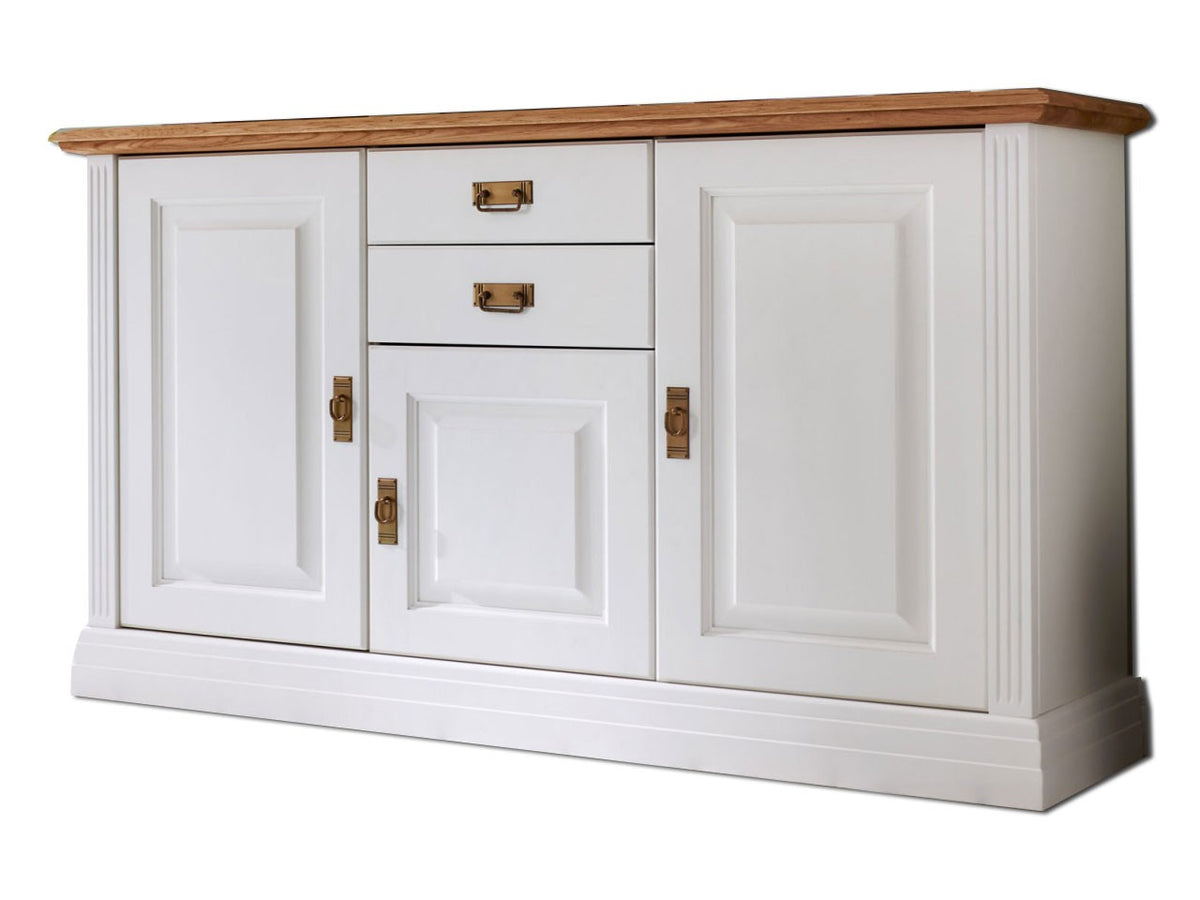 Anrichte Sideboard Novara 3-türig mit 2 Schubladen weiß natur massiv