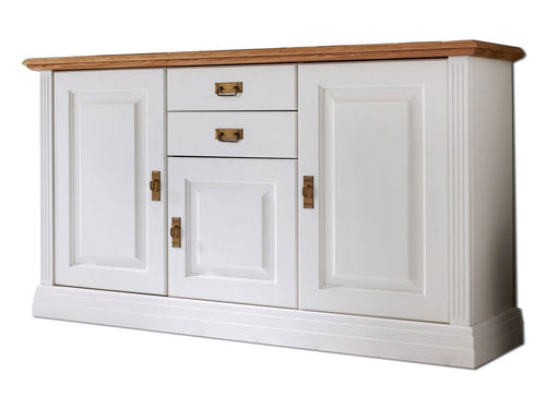 Anrichte Sideboard Novara 3-türig mit 2 Schubladen weiß natur massiv