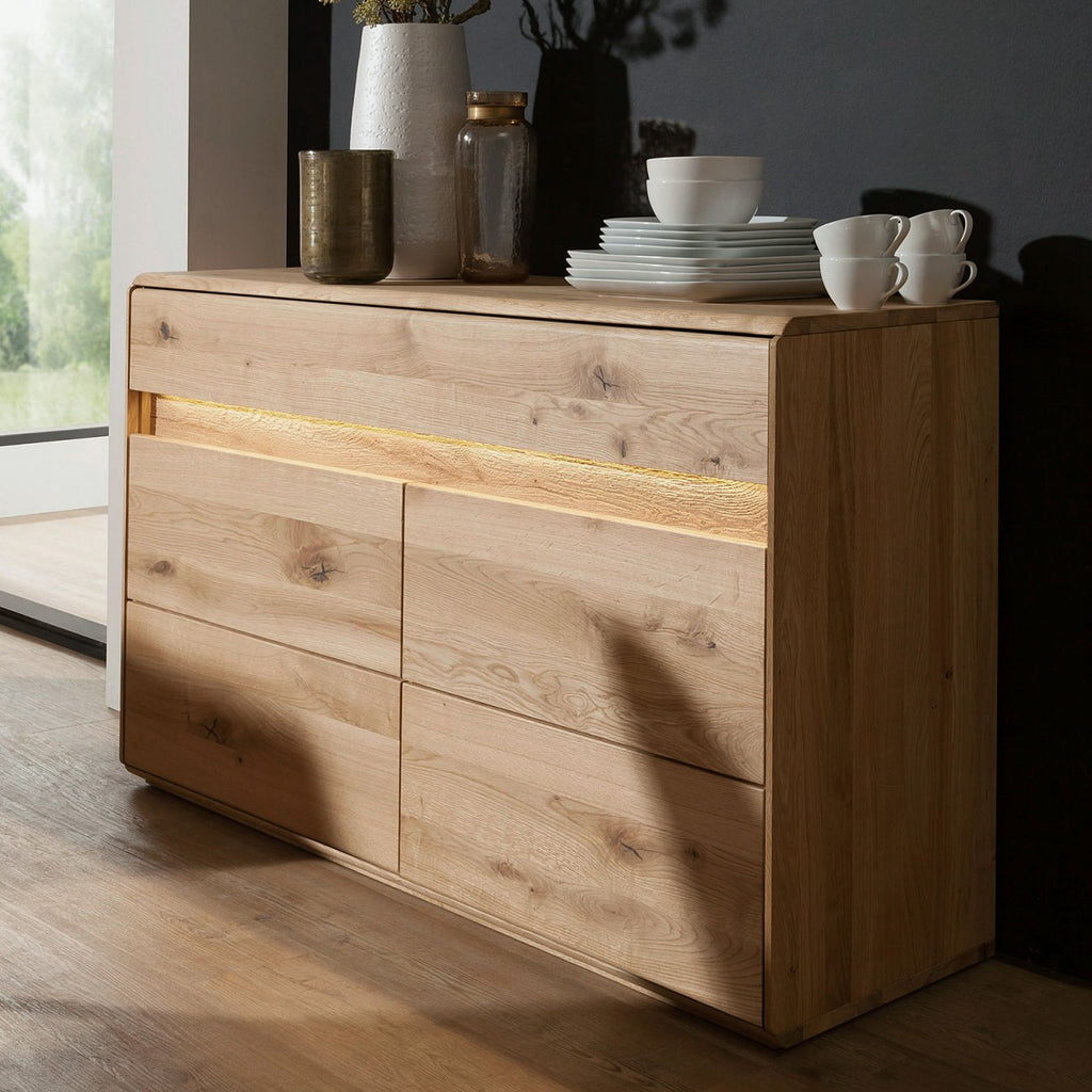 Anrichte Massivholz Sideboard Kommode B 123 H 87,5 cm Bergeiche Wildeiche massiv