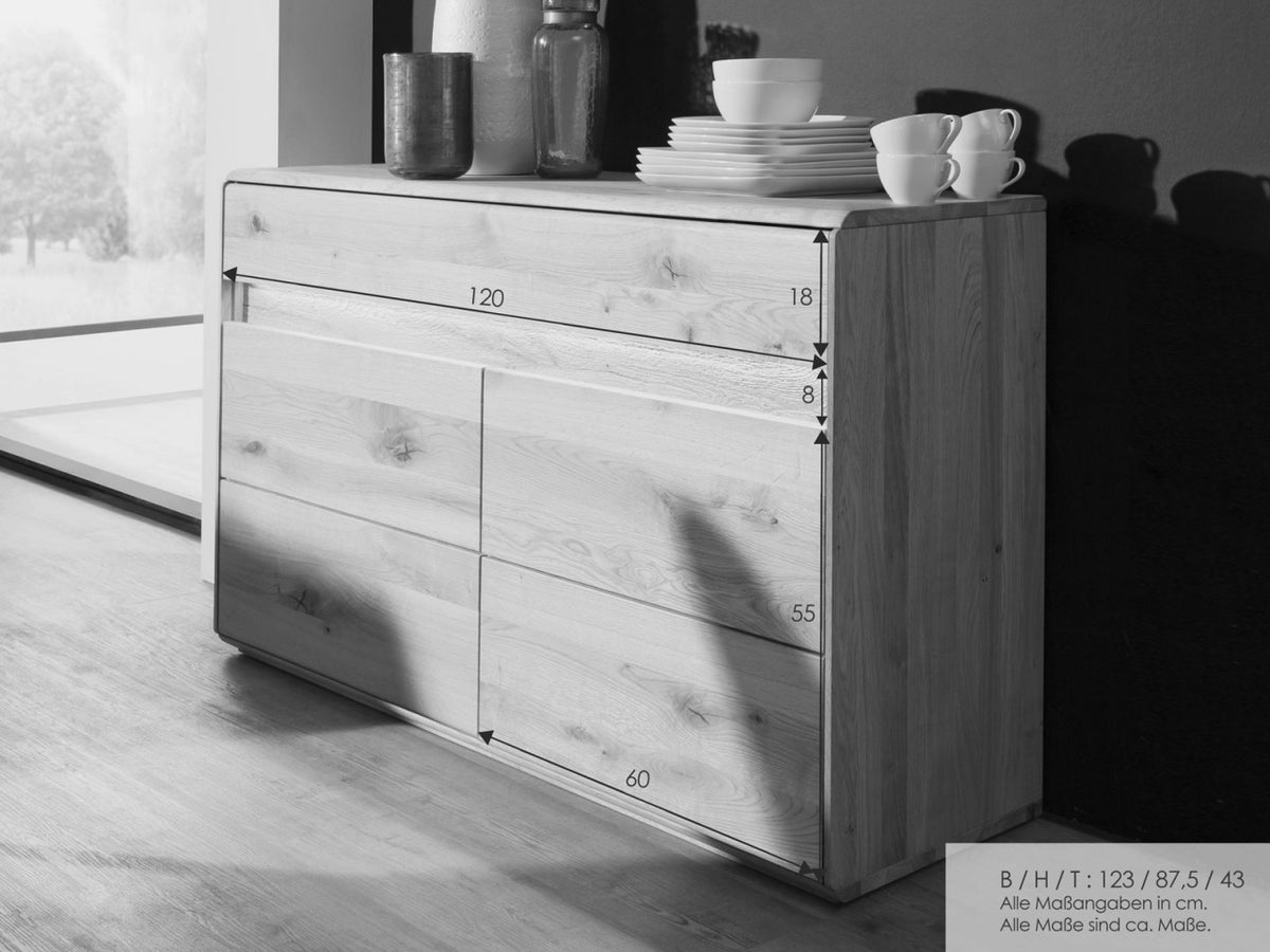 Anrichte Massivholz Sideboard Kommode B 123 H 87,5 cm Bergeiche Wildeiche massiv