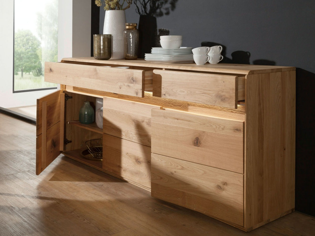 Sideboard Massivholz Anrichte Kommode B 184 H 87,5 cm Bergeiche Wildeiche massiv