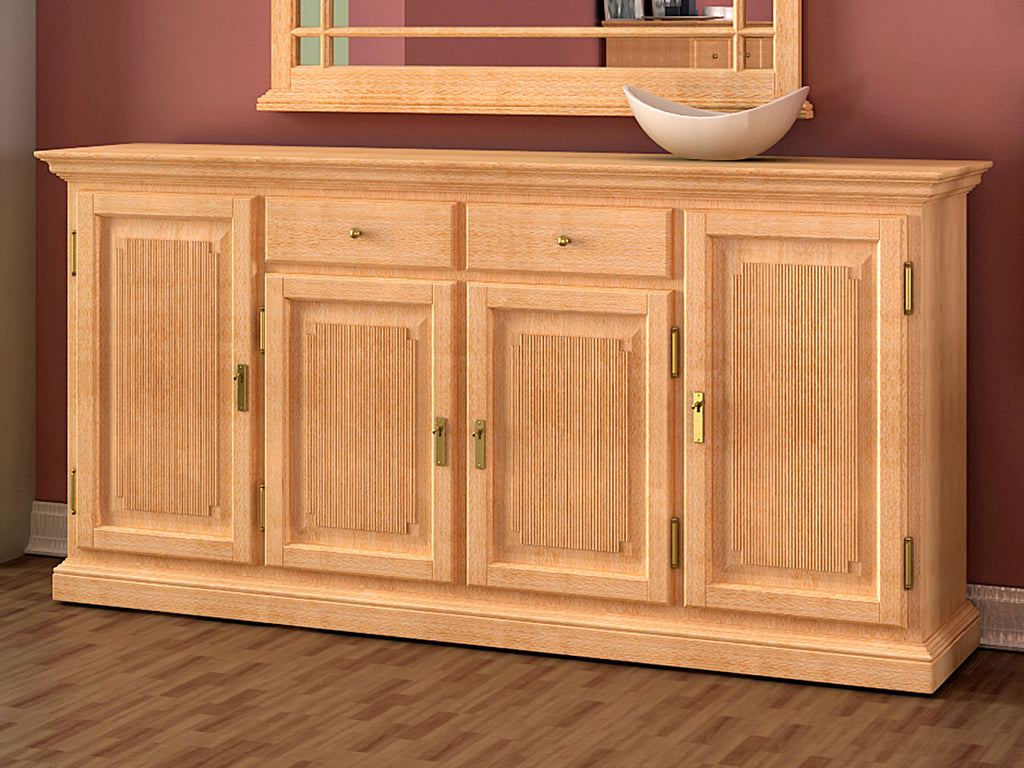 Sideboard Set Duett mit Wand-Spiegel 212 x 213 cm Pinie massiv Pinie karamell