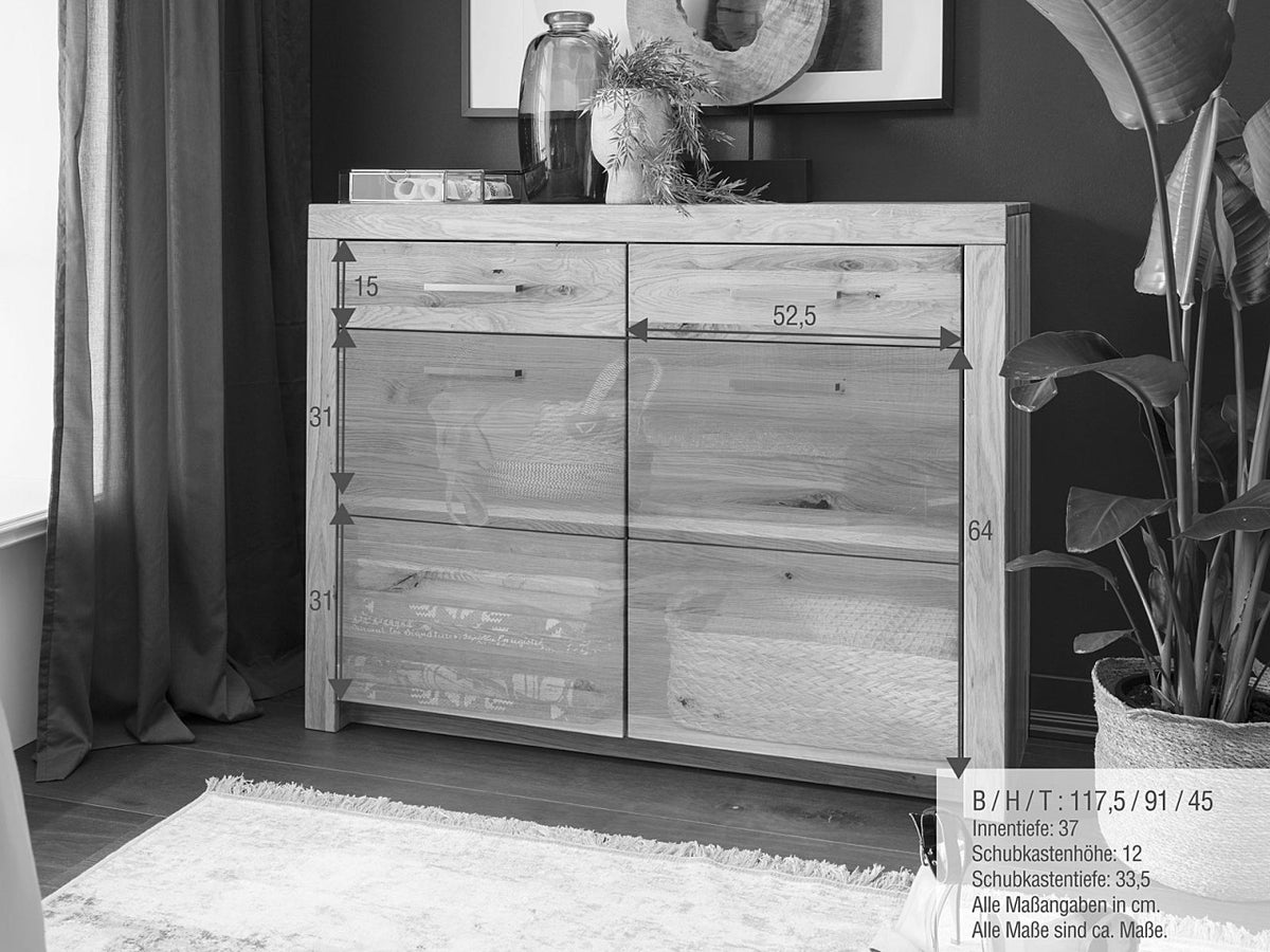 Anrichte Sideboard Massivholz B118 H92 cm Faro Wildeiche massiv