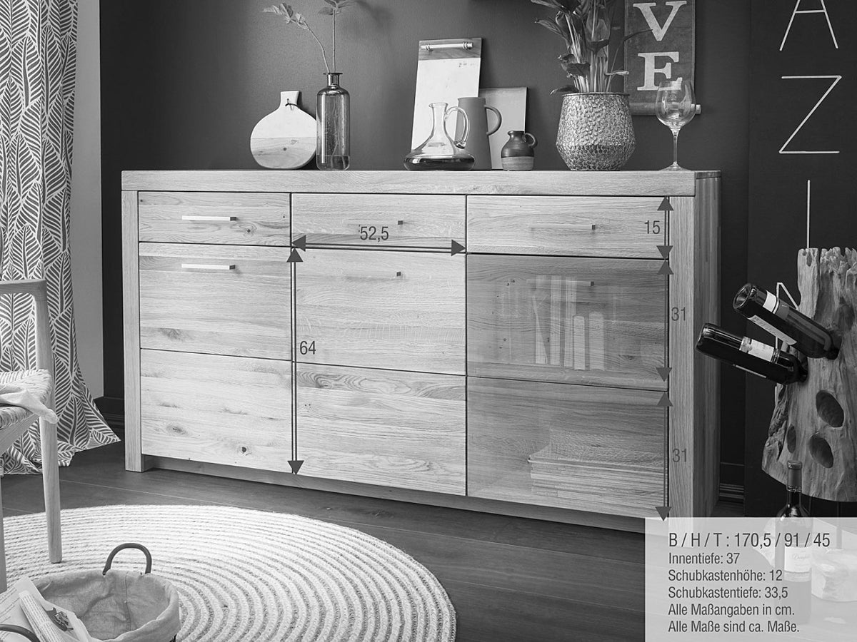 Sideboard Anrichte Massivholz B170 H92 cm Faro Wildeiche massiv
