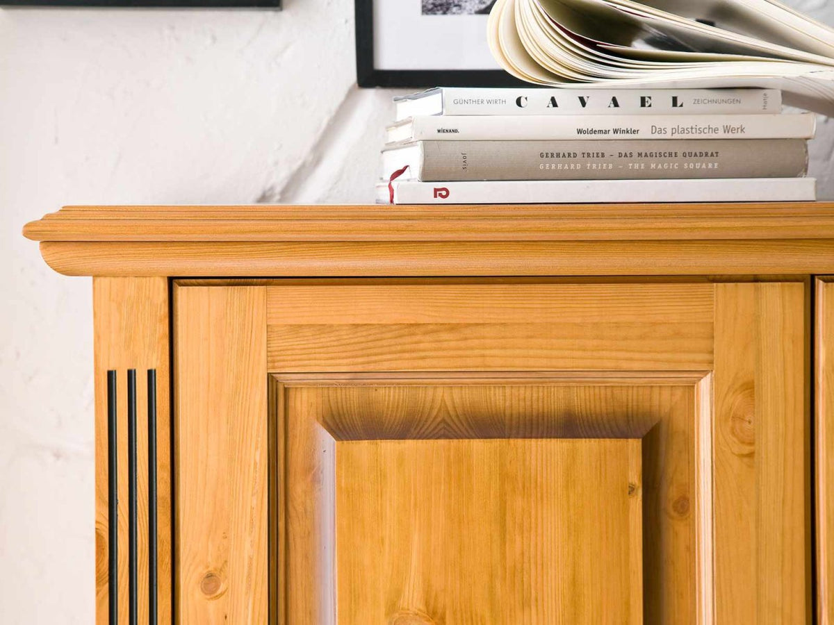 Highboard Hochanrichte Florenz 2 Schubladen 2 Holz- und 2 Glastüren Pinie Nordica massiv sierra