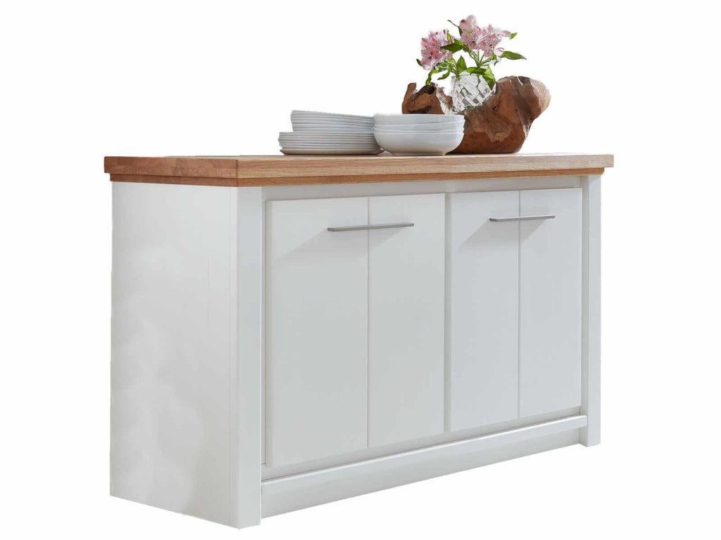 Sideboard Kommode Olbia 141x82x45cm weiß Wildeiche natur geölt massiv