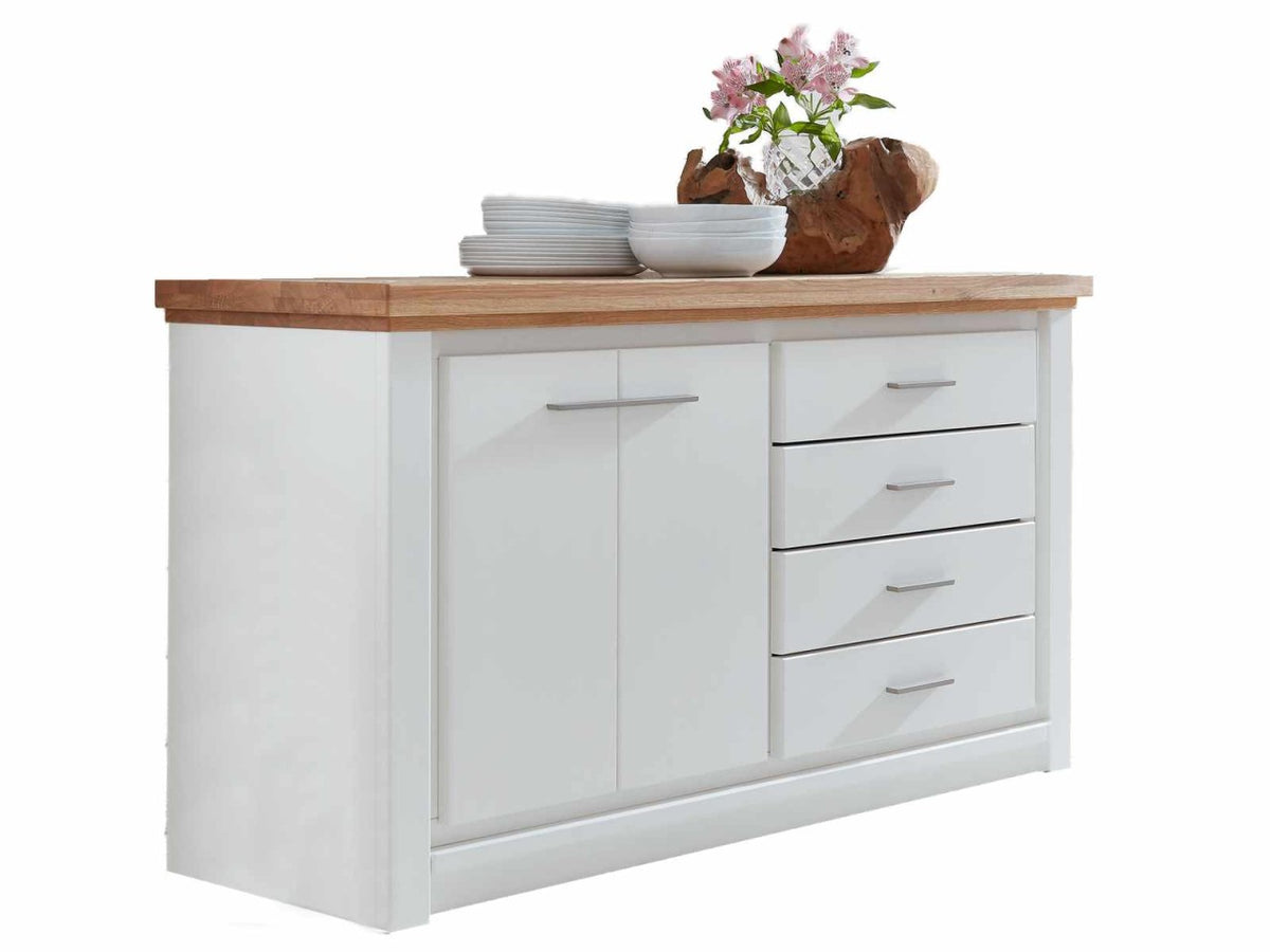 Sideboard Kommode Olbia 141x82x45cm weiß Wildeiche natur geölt massiv