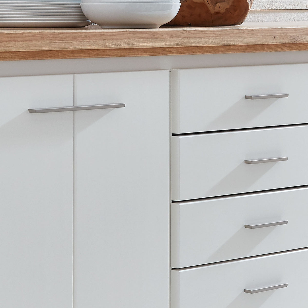 Sideboard Olbia 202x82x45cm Pinie Nordica weiß Wildeiche natur massiv