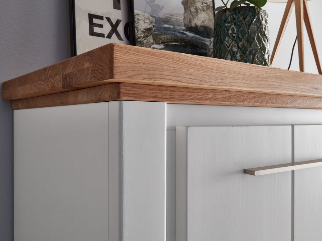 Sideboard Olbia 202x82x45cm Pinie Nordica weiß Wildeiche natur massiv