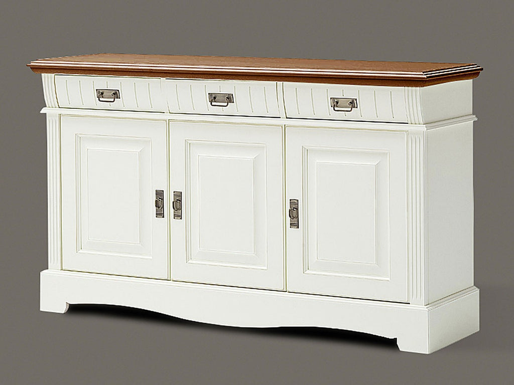 Sideboard Kommode Anrichte Padua 3 Schubladen 3 Türen 157x83x45cm panna Absetzung sierra