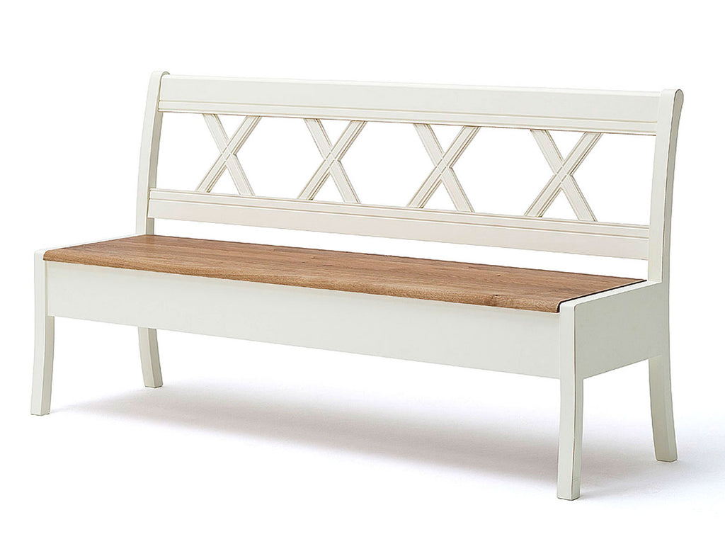 Sitzgruppe Novara Esstisch 180x95cm Sitzbank 4 Stühle weiß massiv