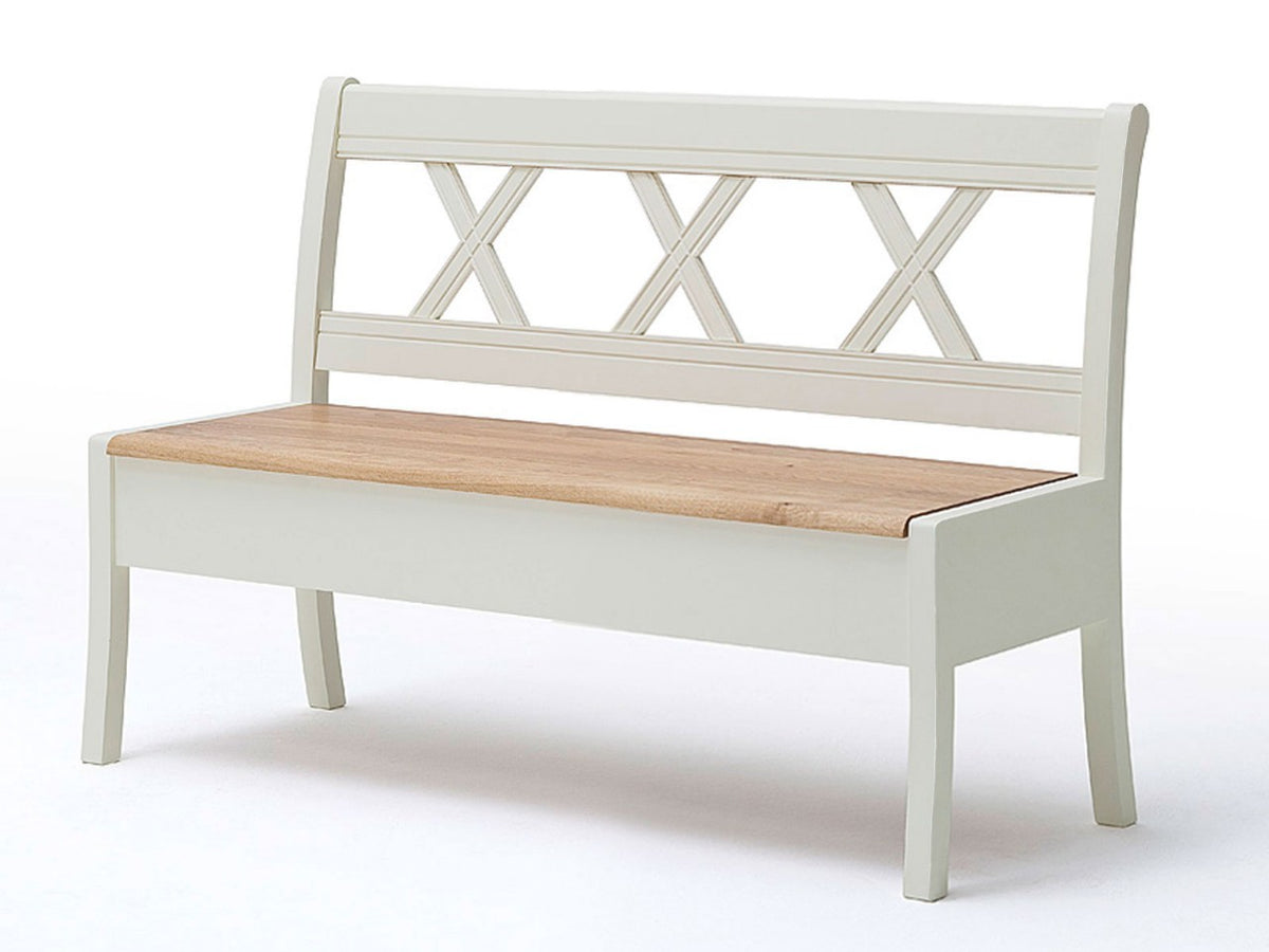 Sitzbank Truhenbank Padua B 150/180 x H 95 x T 62 cm Pinie Nordica massiv panna Absetzung sierra