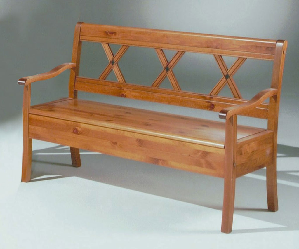 Truhenbank Sitzbank Florenz B 150/180 H 95 T 62 cm Pinie Nordica massiv Länge 150 cm