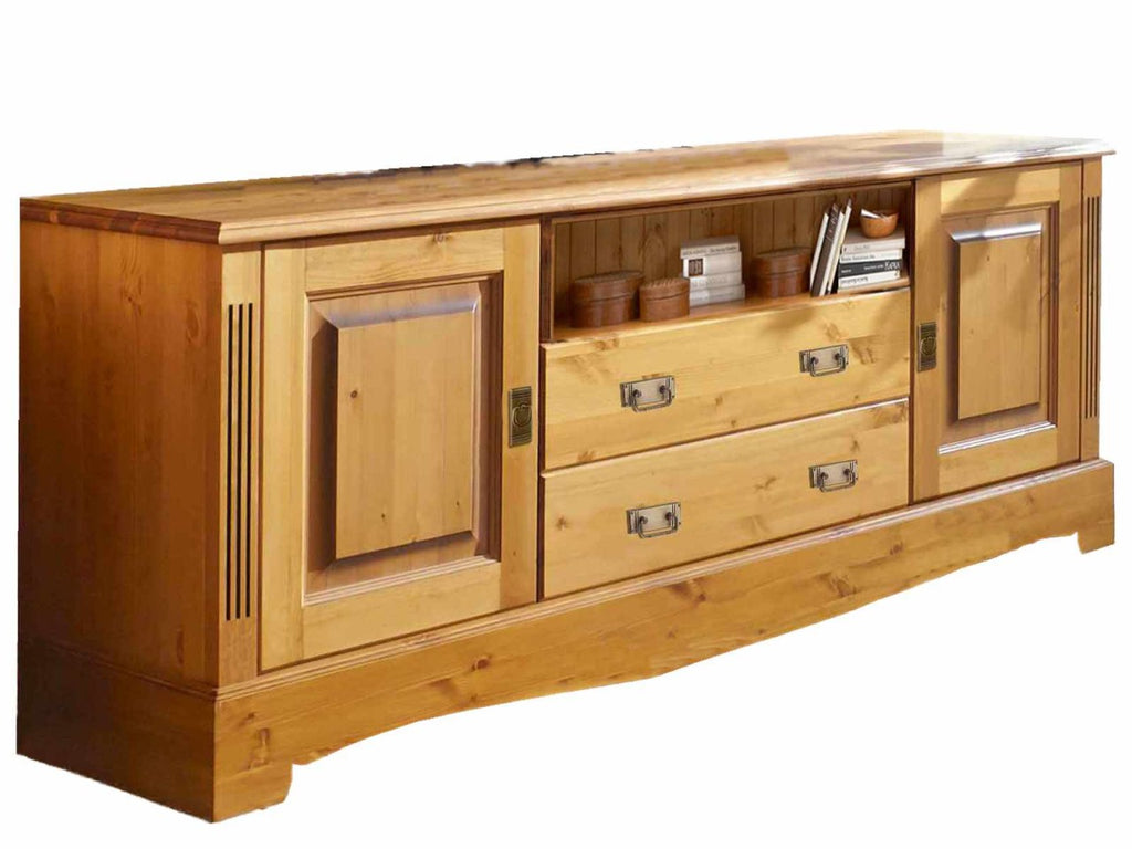 TV Lowboard Fernsehschrank Florenz 2 Türen 2 Schubladen 1 Fach Pinie Nordica massiv sierra