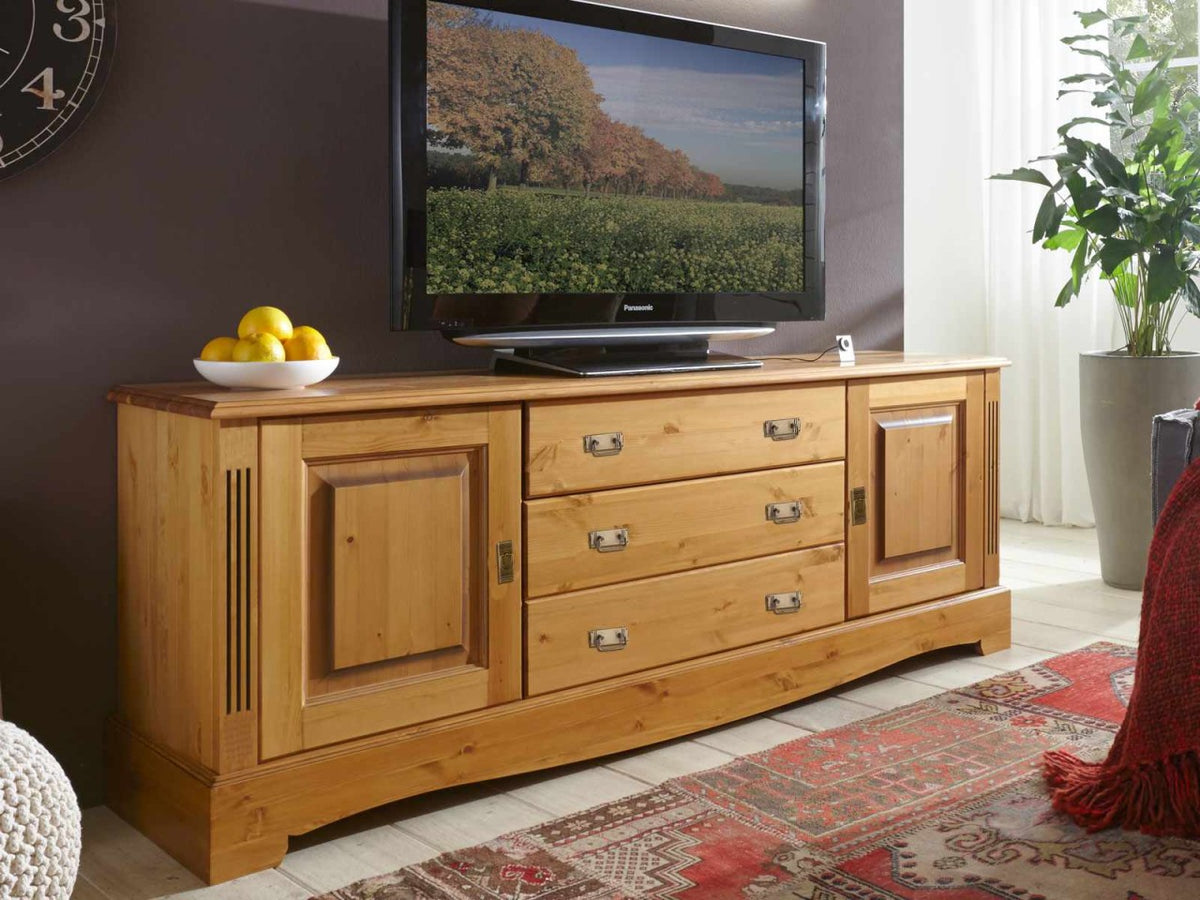TV Lowboard Fernsehschrank Florenz 2 Türen 3 Schubladen Pinie Nordica massiv sierra