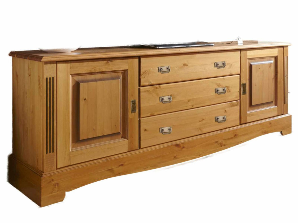 TV Lowboard Fernsehschrank Florenz 2 Türen 3 Schubladen Pinie Nordica massiv sierra