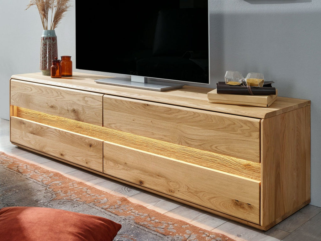 TV Lowboard Set Bergeiche Wildeiche massiv
