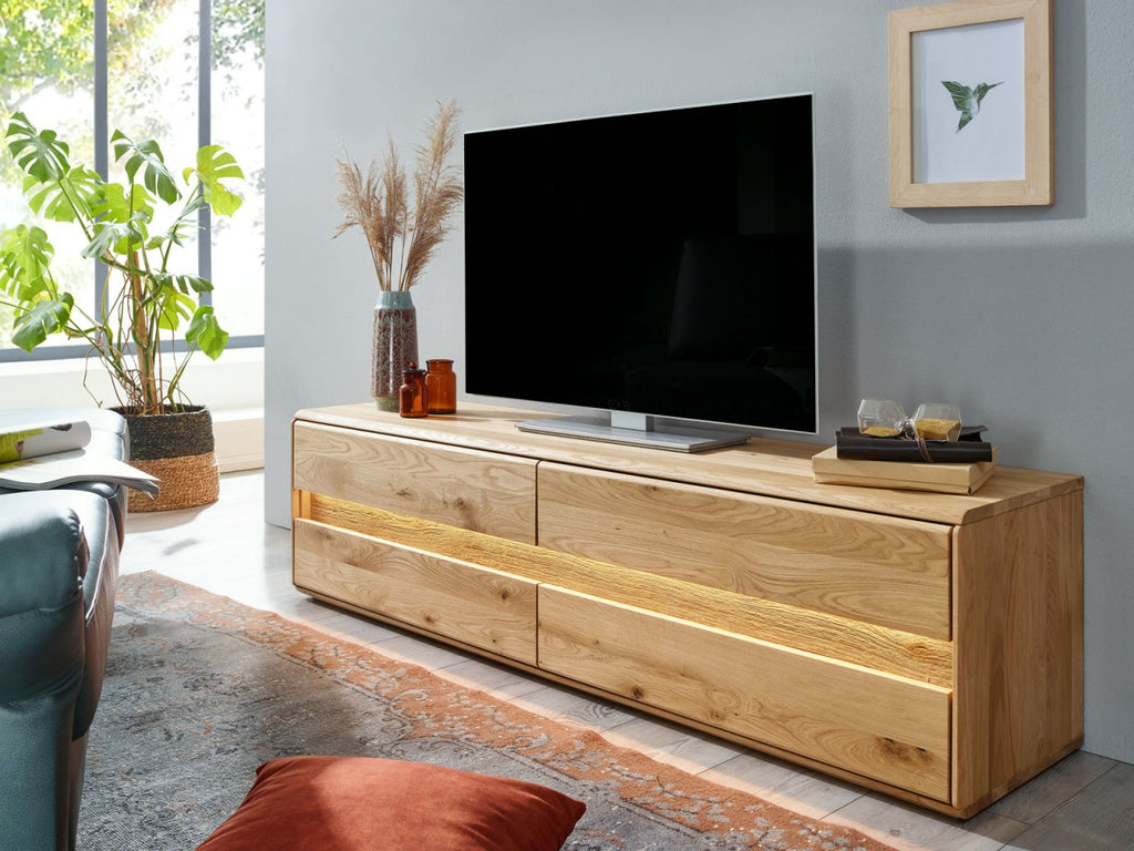 TV Lowboard Bergeiche Wildeiche Massivholz mit 4 Schubladen