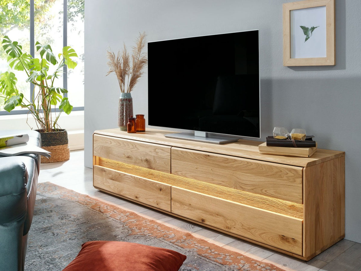 TV Lowboard Bergeiche Wildeiche Massivholz mit 4 Schubladen