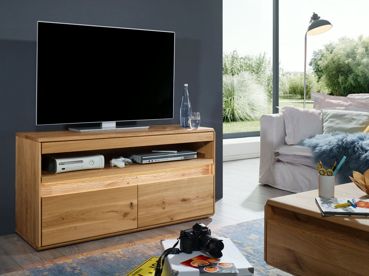TV Lowboard Bergeiche Wildeiche Massivholz 2-türig