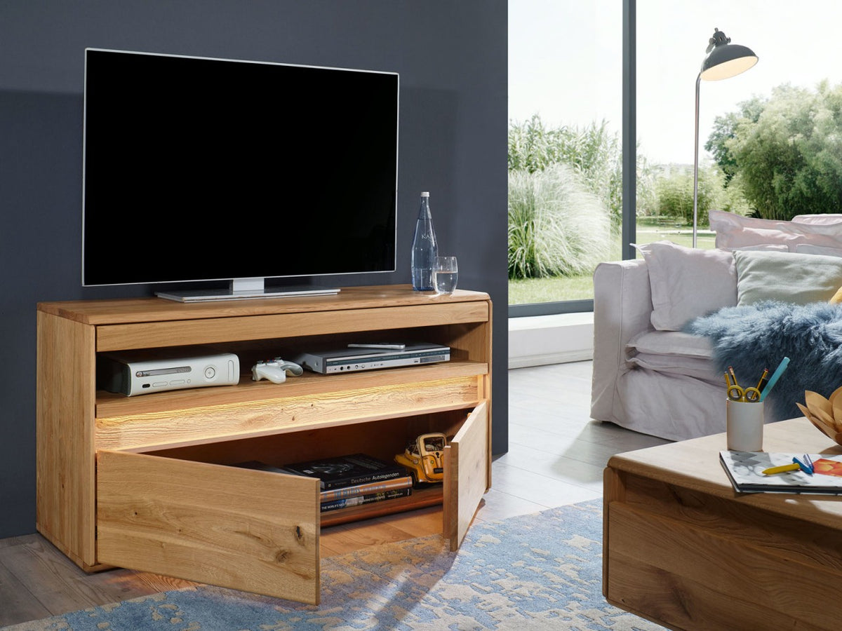 TV Schrank Set Bergeiche Wildeiche Massivholz 2-teilig
