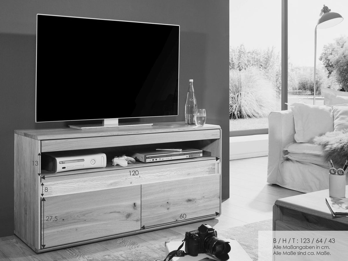 TV Lowboard Bergeiche Wildeiche Massivholz 2-türig