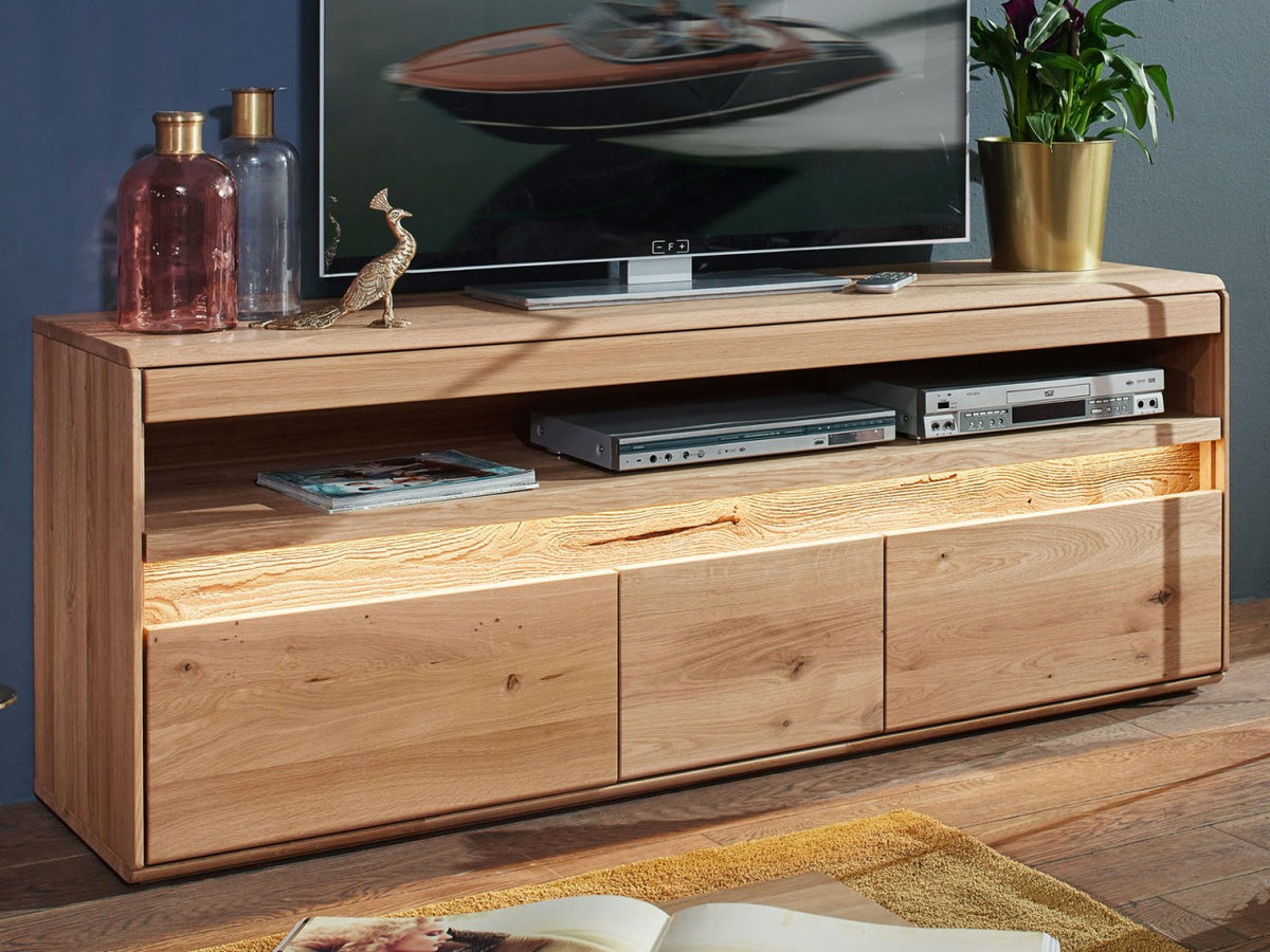 TV Lowboard Bergeiche Wildeiche Massivholz 3-türig