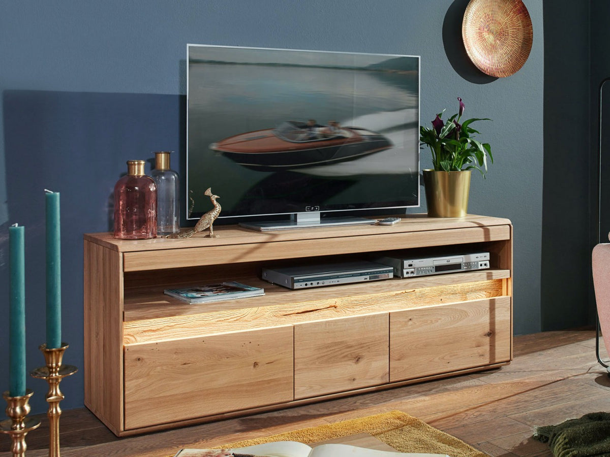 TV Lowboard Bergeiche Wildeiche Massivholz 3-türig