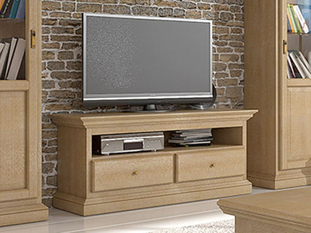 Wohnwand Duett mit Vitrinen & TV-Schrank – Pinie Massivholz Pinie karamell