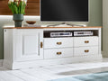 Fernsehschrank TV Lowboard Novara 1 Tür und 4 Schubladen weiß massiv Tür links