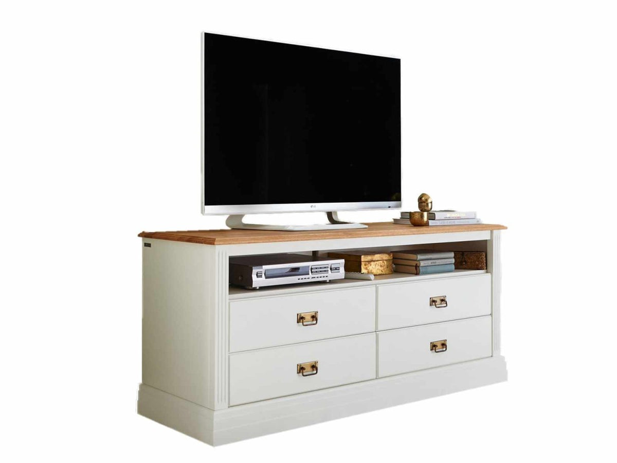 TV Lowboard Fernsehschrank Novara 1 Fach 4 Schubladen weiß massiv