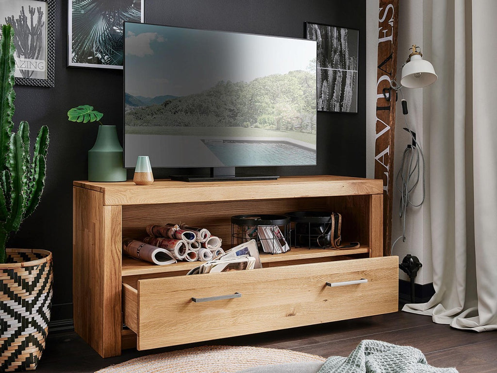 Wohnwand massiv Vitrine Lowboard Highboard 290x204cm Faro Wildeiche