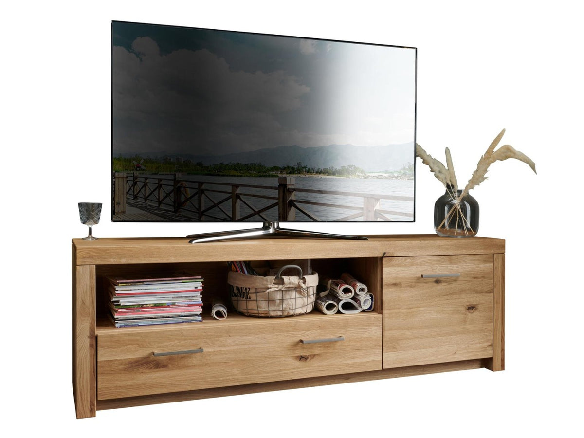Wohnwand massiv 280x204cm TV Lowboard Vitrine Wandbord Faro Wildeiche