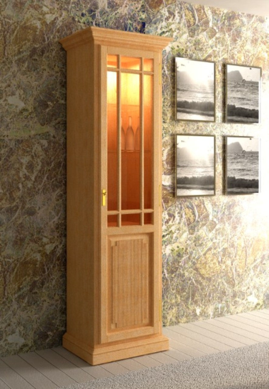 Glasvitrine Duett 1-türig B 64 cm Pinie massiv Pinie karamell