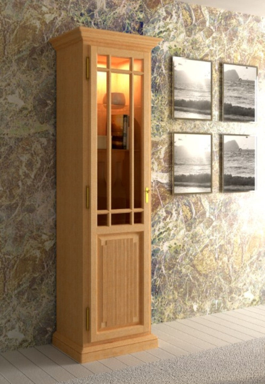 Glasvitrine Duett 1-türig B 64 cm Pinie massiv Pinie karamell