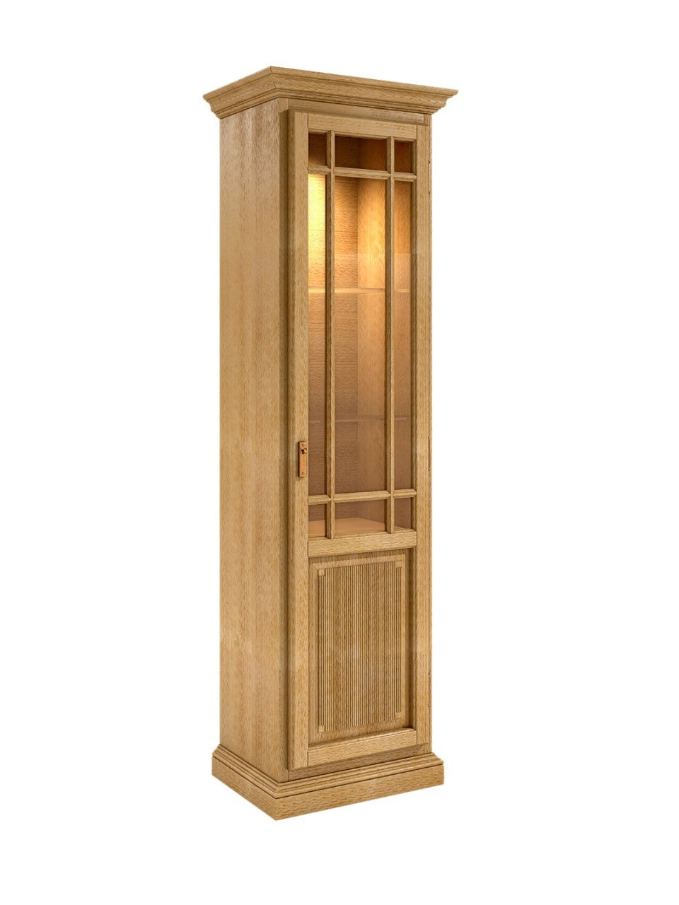 Glasvitrine Duett 1-türig B 64 cm Pinie massiv Pinie karamell
